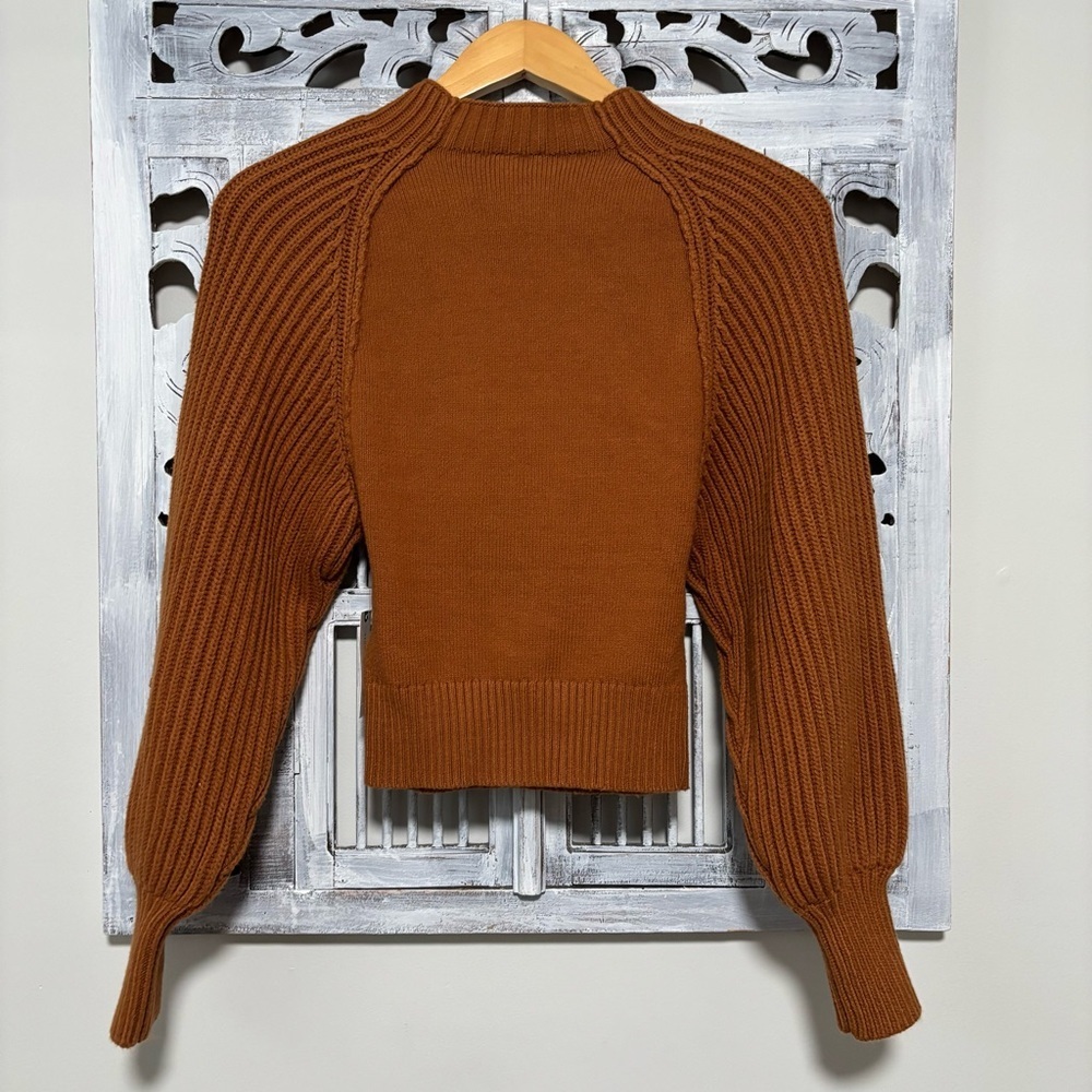 NEW Maeve Mock-Neck Raglan Honey Ribbed Sleeve Pullover Sweater Size XS - Picture 6 of 10